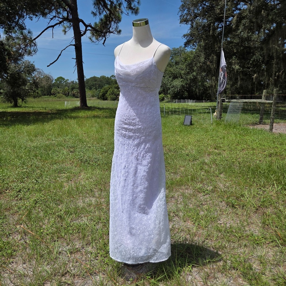 Night Way Light Purple White Lace Glitter Slip Dress Y2k 90s Vintage Size 6
